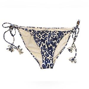 Calme by Johnny Was Blue Tiger Print String Bikini Bottoms - NWT